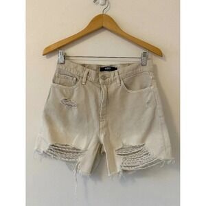 Hudson Devon Distressed Denim Shorts in Sand Beige | Size 27